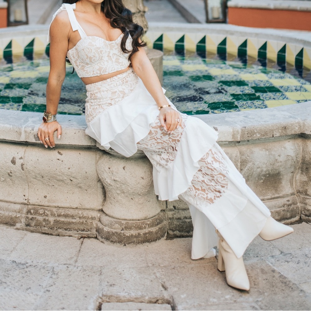 Fashion nova laced for Brunch maxi skirt set Bridal